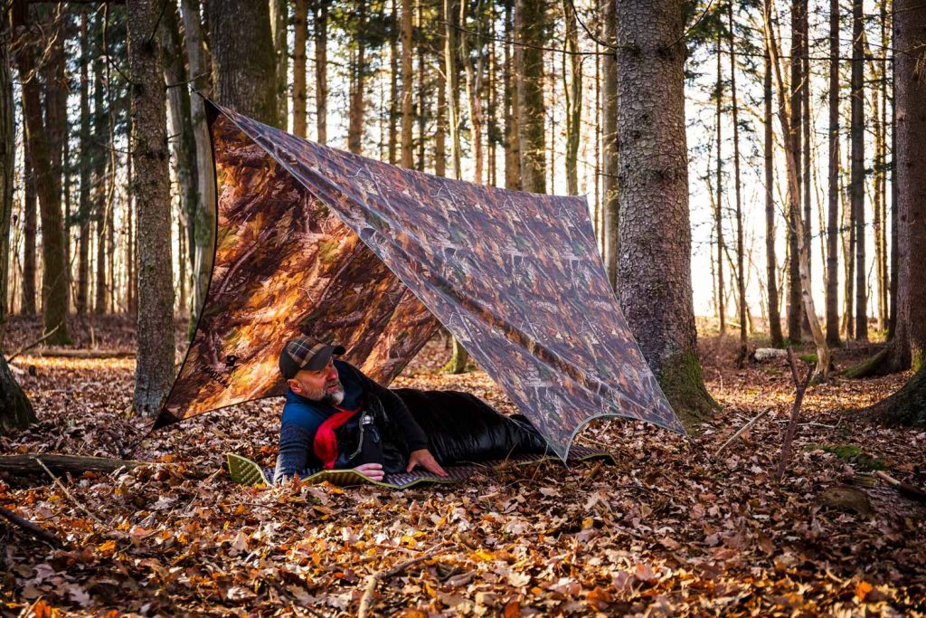 Setting up the tarp